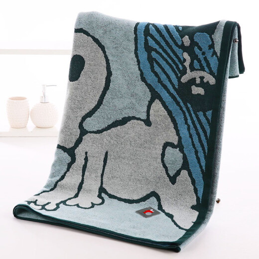 Gold towel Xinjiang long-staple cotton Snoopy cartoon enlarged type A large bath towel green 180*78cm