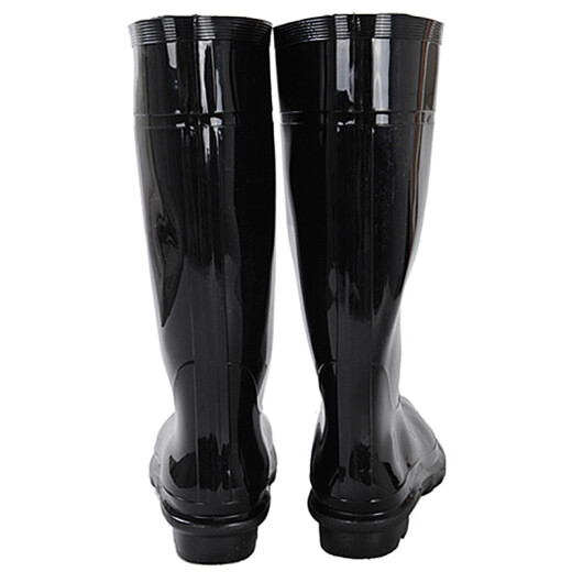 Pull-back rain boots men's rainy day rubber shoes outdoor fishing waterproof non-slip rain boots wear-resistant water shoes HXL818 black high 42