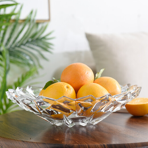 Delisoga glass fruit plate creative ice love deep plate large large capacity European fruit bucket candy dried fruit basket nut snack salad bowl living room home gift decoration