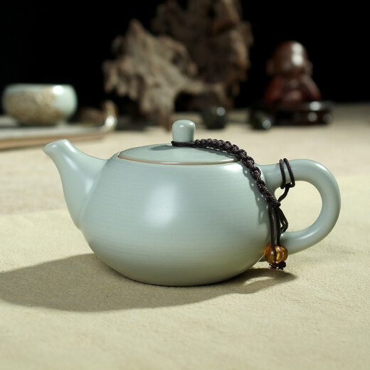 Rudao Ru kiln teapot single pot ceramic Kung Fu tea set household filter teapot Ru porcelain can grow open piece retro tea infuser Ru kiln year after year rising pot 160ml