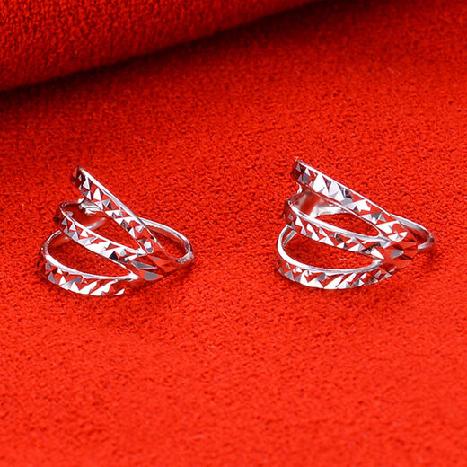 Yuanshengfu New PT950 Round Carved Platinum Ear Bag Fashionable Simple Versatile Platinum Earrings 1.54g