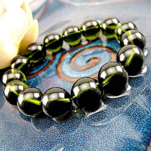 Xiangshi edge ice transparent 14mm Czech meteorite bracelet men and women bracelet glass meteorite