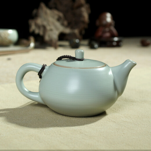 Rudao Ru kiln teapot single pot ceramic Kung Fu tea set household filter teapot Ru porcelain can grow open piece retro tea infuser Ru kiln year after year rising pot 160ml