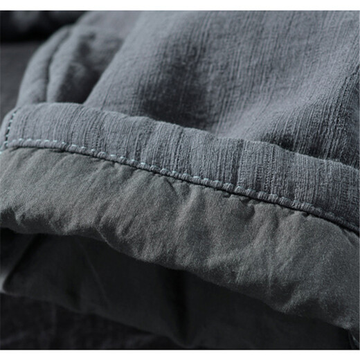 Yijinboshe quilted cotton pants for women's outerwear, retro literary style cotton and linen splicing, thickened harem pants, loose slimming warm cotton pants winter gray M