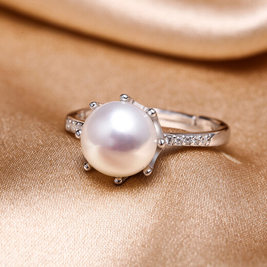 Queen of Pearls Freshwater Pearl Ring S925 Silver Exquisite Fashion Open Ring Birthday Gift