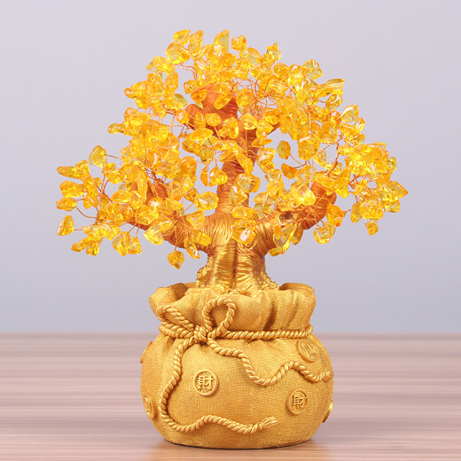 Zhitu Citrine Money Tree Ornaments Home Living Room Lucky Tree Front Desk Office Desk Money Tree Decorative Ornaments Company New Store Opening Housewarming Business Gift Classic Style