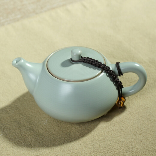 Rudao Ru kiln teapot single pot ceramic Kung Fu tea set household filter teapot Ru porcelain can grow open piece retro tea infuser Ru kiln year after year rising pot 160ml