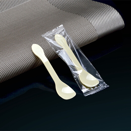 Petunia Disposable Spoon Rice Spoon Thickened Takeaway Rice Spoon Dessert Spoon PS Crystal Spoon Single Packaging Yellow Ice Cream Spoon 100 pcs