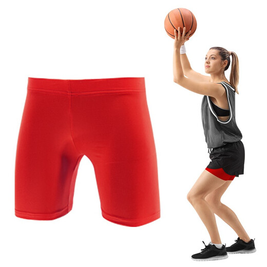 Women's solid color quick-drying base thin sports fitness elastic yoga tight protective tackle three-point shorts multi-color grass green women's L suitable for 165-175CM60-70KG