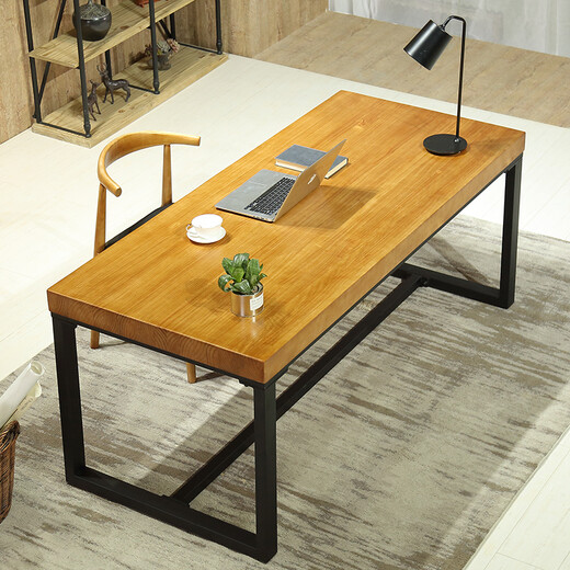 Premium Elements Nordic Solid Wood Computer Desk Desktop Home Desk Bedroom Simple Study Writing Desk Office Long Table Solid Wood Table 120*60*75 Thickness 5cm