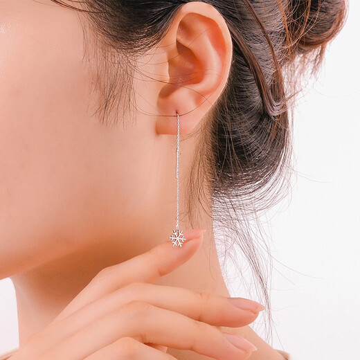 Yuanshengfu's new PT950 high-quality fashion snowflake platinum ear wire platinum earrings 1.46 g