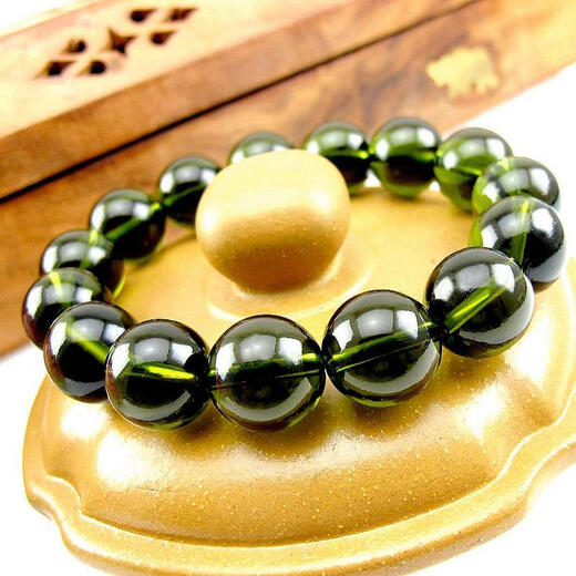 Xiangshi edge ice transparent 14mm Czech meteorite bracelet men and women bracelet glass meteorite