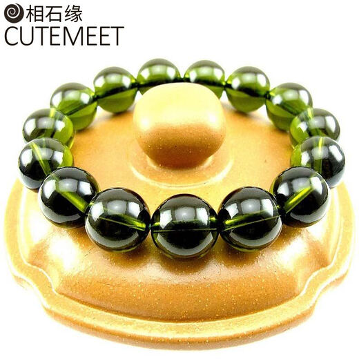 Xiangshi edge ice transparent 14mm Czech meteorite bracelet men and women bracelet glass meteorite