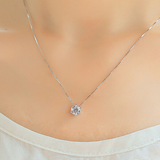 Yilian 925 silver necklace women's silver pendant women's simple single diamond clavicle chain Korean silver jewelry silver chain jewelry