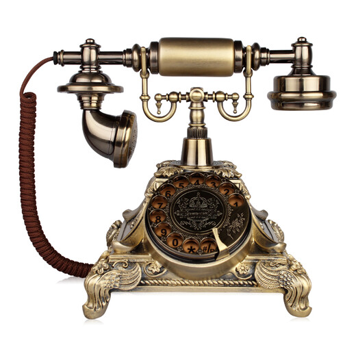 Jinshundi Ocean Star Antique Telephone Retro Old-fashioned European Telephone Household Landline Wireless Card Telephone Telecom Mobile Landline Gold and White Rotary (Insert Telecom Card)