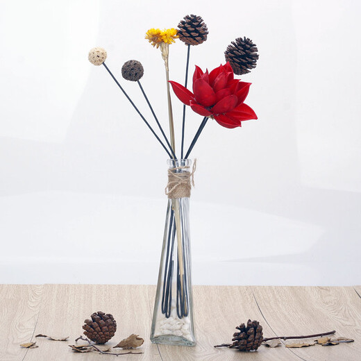 Ramo de flores secas de estilo nórdico ins con paquete de jarrón pequeño arreglo de flores frescas conjunto de flores eternas hogar cola de conejo hierba sala de estar oficina dormitorio decoración de jarrón muebles incluido paquete de jarrón 16