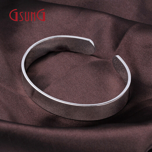 GsunG PT950 Platinum Glossy Bracelet Platinum Bracelet Smooth Buckle Opening Men's and Women's PSL006 Need to be customized Priced by the gram