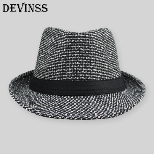 DEVINSS礼帽男士秋冬季小礼帽新款休闲保暖毛呢帽爵士舞帽子时尚有型毡帽 灰色