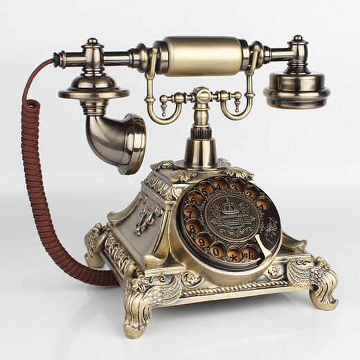 Jinshundi Ocean Star Antique Telephone Retro Old-fashioned European Telephone Household Landline Wireless Card Telephone Telecom Mobile Landline Gold and White Rotary (Insert Telecom Card)