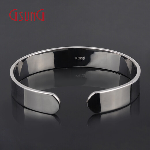 GsunG PT950 Platinum Glossy Bracelet Platinum Bracelet Smooth Buckle Opening Men's and Women's PSL006 Need to be customized Priced by the gram