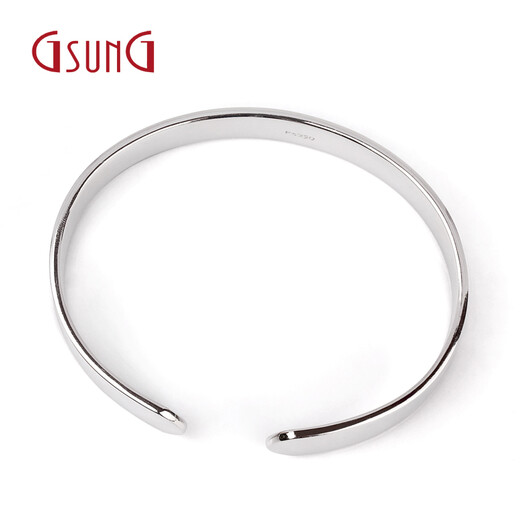 GsunG PT950 Platinum Glossy Bracelet Platinum Bracelet Smooth Buckle Opening Men's and Women's PSL006 Need to be customized Priced by the gram
