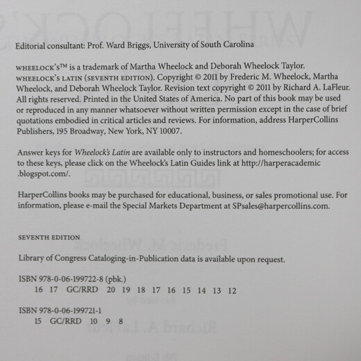 英文原版 韦洛克拉丁语教程教材 Wheelock's Latin 第7版 全英文版