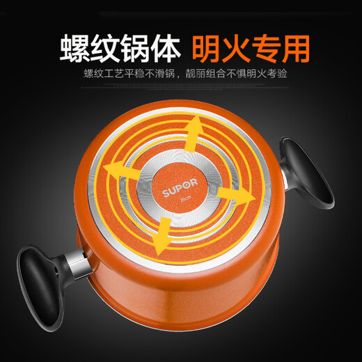 SUPOR three-piece pot set, non-stick pot, smokeless wok, frying pan, soup pot, kitchen pot set TP1612E