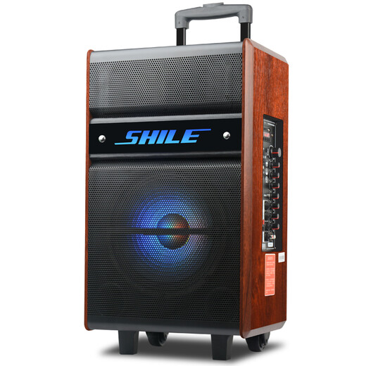 SHILE SHILE Square Dance Audio Outdoor Bluetooth Portable Wooden Trolley Speaker High Power Mobile Card Player SD-5 15-inch Trolley Speaker