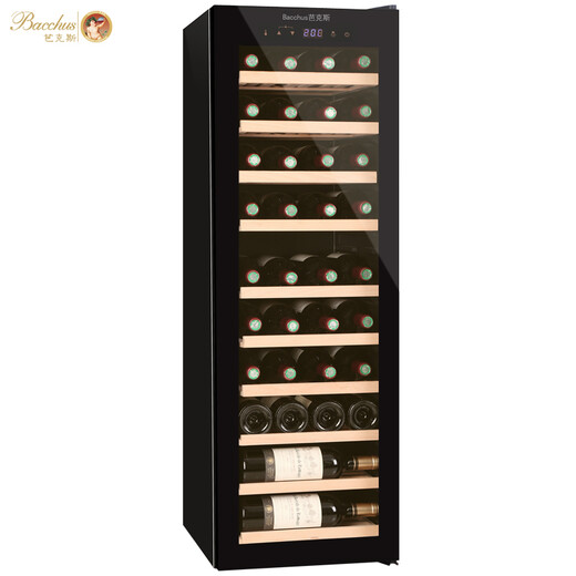 Bacchus red wine cabinet, home thermostatic cabinet, multi-functional office wine cabinet, wine tea cabinet, red wine whiskey air-cooled frost-free hanging cup, solid wood single-door vertical display cabinet, fresh cabinet YH-50 black hanging cup - 28 pieces 90L