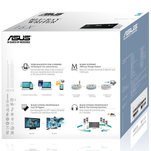 ASUS 16x SATA Blu-ray-Brenner Schwarz (BW-16D1HT)
