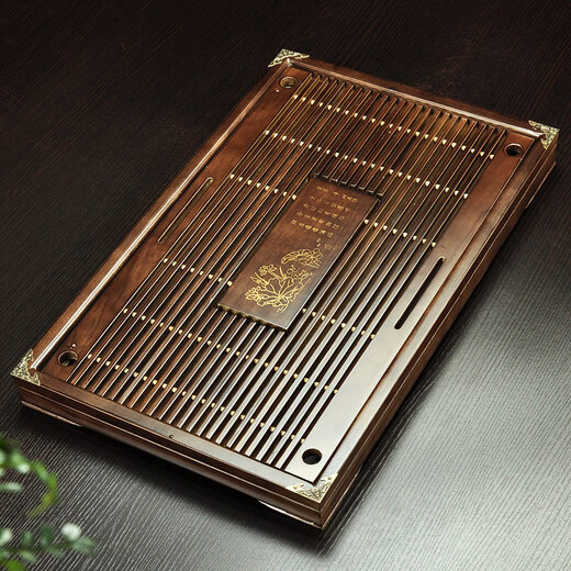 Tang Feng high-end Kung Fu tea set tea tray simple home living room tea cup tray rectangular drainage drain tea table with drainage Hexiang Youmeng 55*33cm (86)
