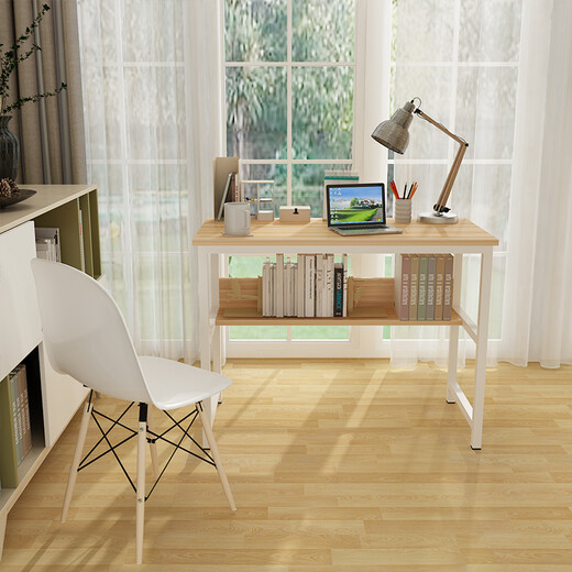 Shuaili computer desk study board type simple home notebook desk with bookshelf 100*50 primary color SL17041D