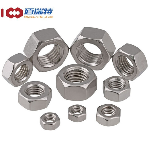 316/304 stainless steel hexagonal nut complete set hexagonal nut screw cap bolt screw nut DIN934 M2 100 pieces 304 coarse thread