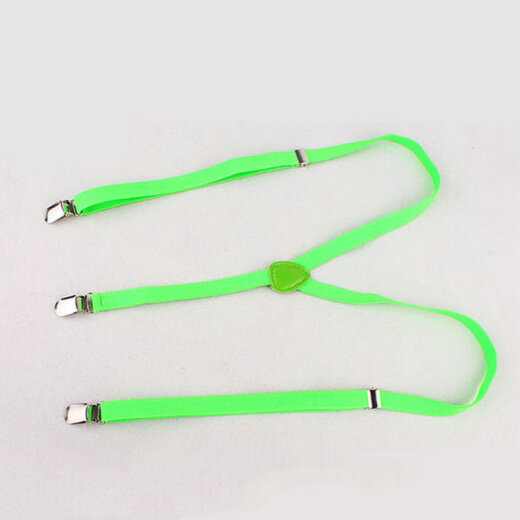 sonkiss sweet Japanese and Korean fashion versatile women's and men's solid color candy color elastic suspenders with candy color suspender clip 1.5cm wide fluorescent green simple outfit