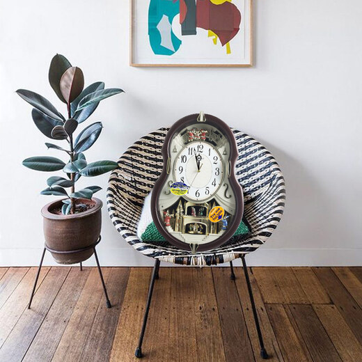 RHYTHM music time wall clock European watch wall hanging pastoral creative living room decoration clock 49.9cm 4MH829WD06