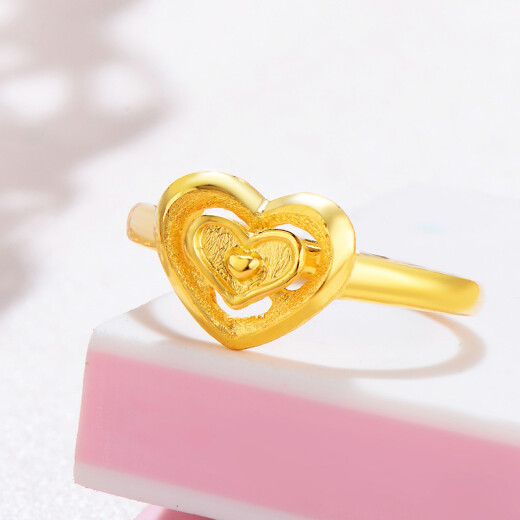 Tico love-shaped gold ring for women, 999 pure gold ring, frosted hard gold jewelry, creative surprise, Chinese Valentine's Day, confession gift for girlfriend