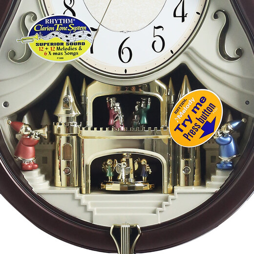 RHYTHM music time wall clock European watch wall hanging pastoral creative living room decoration clock 49.9cm 4MH829WD06