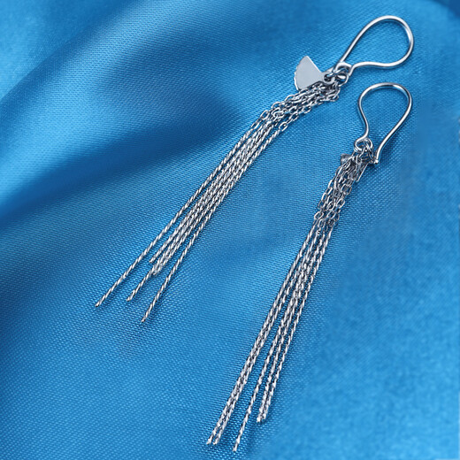 Pt.Charm platinum earrings for women pt950 platinum earrings one curtain Youmeng fashionable versatile long tassels gift for the goddess, ready stock 2.7-2.8 grams a pair