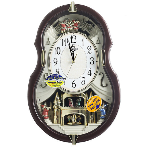 RHYTHM music time wall clock European watch wall hanging pastoral creative living room decoration clock 49.9cm 4MH829WD06