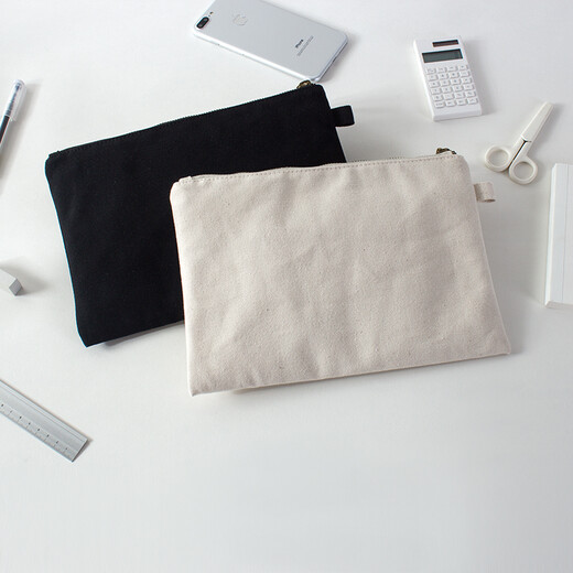 YONBEN/Yuanbenliangchang Pure Cotton Canvas Storage Bag IPad Bag Envelope Bag Clutch Bag Liner Bag Medium Bag Dark Brown