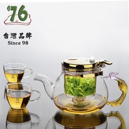 76 Taiwan brand Elegant Cup Teapot Inner Filter Removable Washable Heat-resistant Glass Red and Green Flower Tea Set Brewer Glass Set Kung Fu Tea Set FB-5 FB-692ml with 6 pieces 76 XW-80 Small Cup
