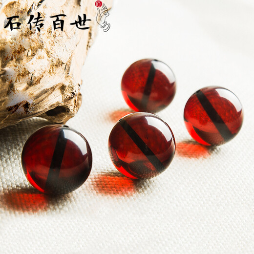 Shichuan Baishi Natural Beeswax Bracelet for Men and Women Single Bead Blood Amber Amber Agate Bracelet Single Bead DIY Bead Accessory Blood Amber Round Bead Bead Diameter 10 mm Single Bead