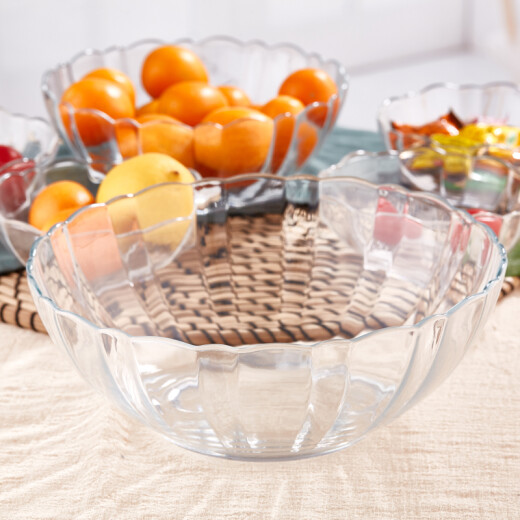 Green Apple Tempered Glass Salad Bowl Fruit Plate Fruit Bucket 6-piece Set EW10/L6DS