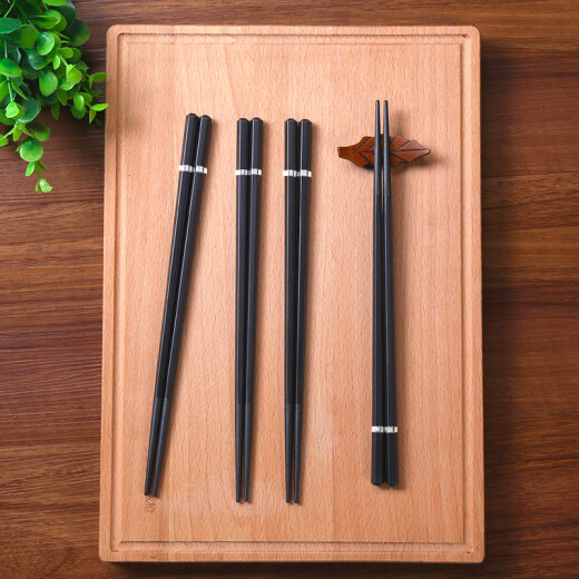Double Gun (Suncha) Chopsticks for Home Hotels Japanese-style Pointed Stainless Steel and Non-Moldy Household Alloy Chopsticks Set 10 Pairs