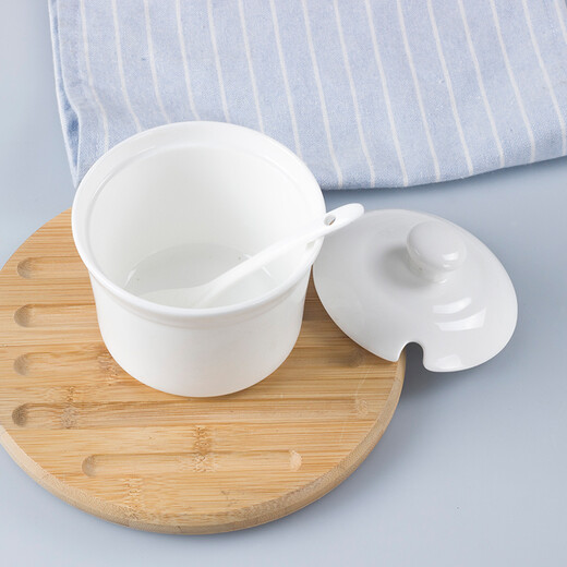 LICHEN pure white bone china condiment jar Jingdezhen ceramic kitchenware condiment jar single diameter 9.8x height 7cm