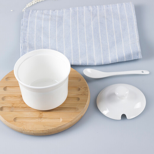LICHEN pure white bone china condiment jar Jingdezhen ceramic kitchenware condiment jar single diameter 9.8x height 7cm