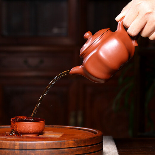 Hidden Pot World Yixing Zisha Pot Famous Purely Handmade Raw Mineral Red Clay Kung Fu Teapot Set Eight-sided Exquisite Pot