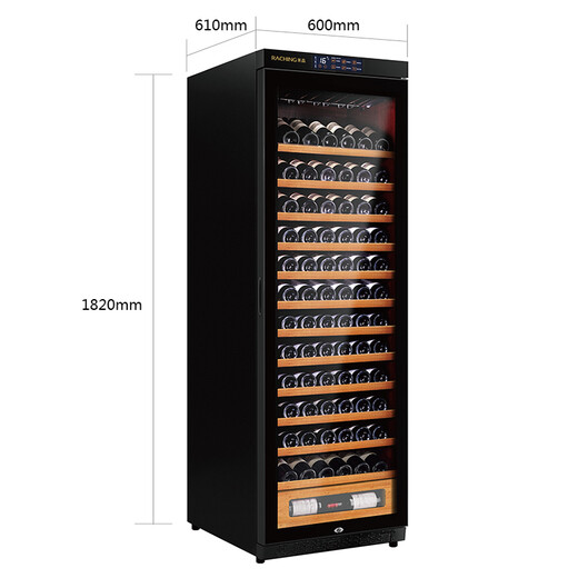 Meijing(raching) W380A-MC Constant Temperature Solid Wood WIFI Smart Air-cooled Red Wine Cabinet Solid Wood Wine Cabinet with Cup Rack Starry Sky Black