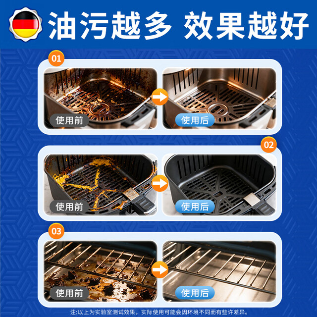 TONBEEN air fryer cleaner, grill pan cleaner, powerful cleaning and degreasing cleaning tool, electric baking pan internal degreasing, great value, buy 2 get 1 free (3rd bottle 0 yuan) and get 3 bottles of 500ml*3 bottles