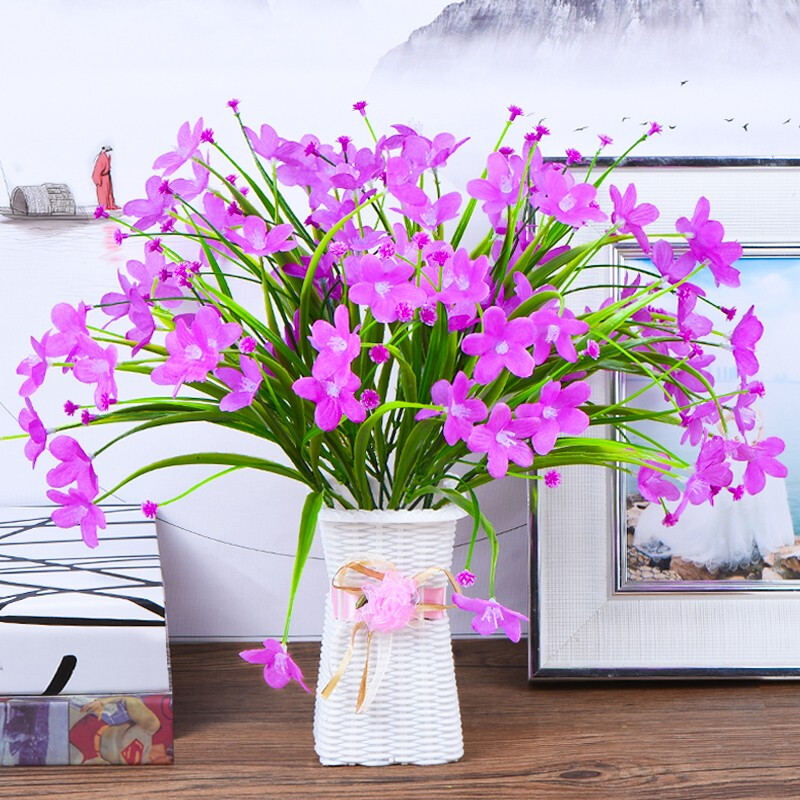 Green Show Decorative Artificial Flowers Indoor Home Furnishings Dining Table Coffee Table Ornaments Living Room Plastic Flower Bouquet Small Potted Little Lover Rose Powder 3 Bunches + Bottle